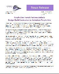 Purple Line Transit Partners Selects Design-Build Contractor to Complete Purple Line